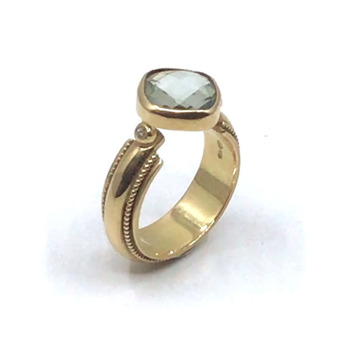 Inel cu praseolit VanNienke cu diamant
