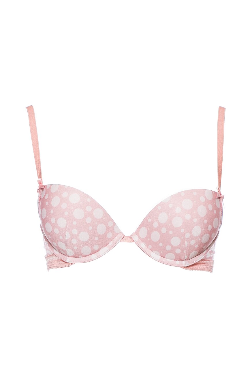 Sutien cu burete subtire si push-up gradual, din microfibra , Intimamoda Pois 6934, Roz/Alb
