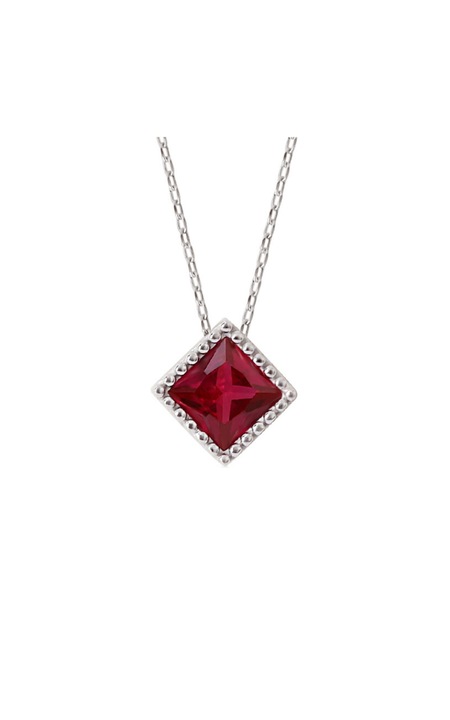 Lant din argint 925 Marble Red cu pandantiv incrustat cu piatra rosie de zirconiu, 45 cm, ideal indragostiti, aniversare