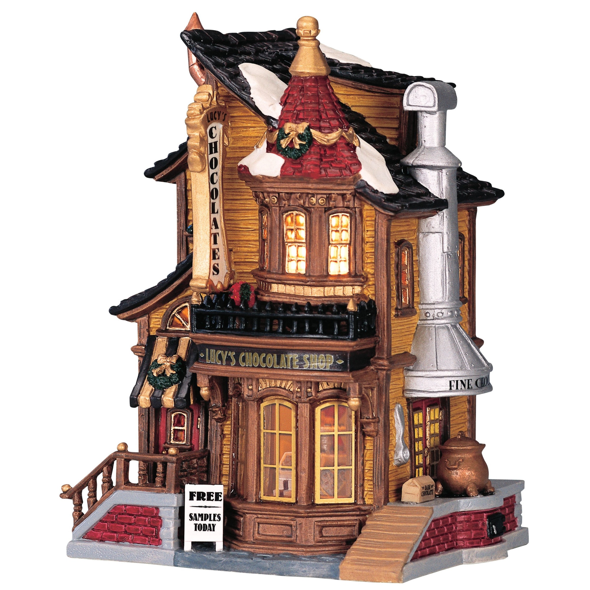 Figurina Christmas Village Lemax, Magazinul de Ciocolata al lui Lucy, Led pe Baterii