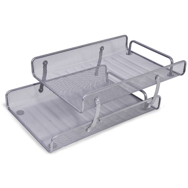 Organizator Zola® pentru birou, argintiu, cu 2 locuri, metalic, 33 cm