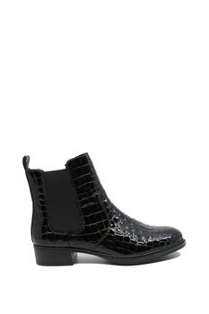 Ghete dama Chelsea negre, din piele naturala lacuita croco Ghete dama Chelsea negre, din piele naturala lacuita croco
