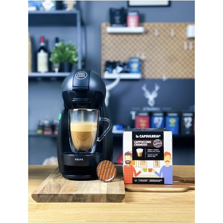 Capsule Cafea Cappuccino La Capsuleria, 16 capsule, compatibile cu Dolce Gusto