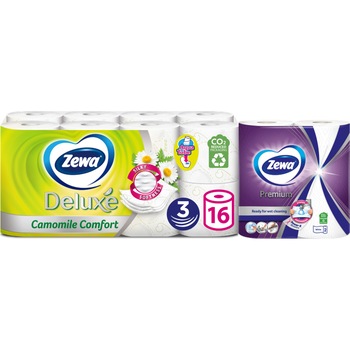 Pachet promo Hartie igienica Zewa Camomile Comfort, 3 straturi, 16 role si prosoape de hartie, 2 straturi, 2 role, 45 foi Pachet promo Hartie igienica Zewa Camomile Comfort, 3 straturi, 16 role si prosoape de hartie, 2 straturi, 2 role, 45 foi