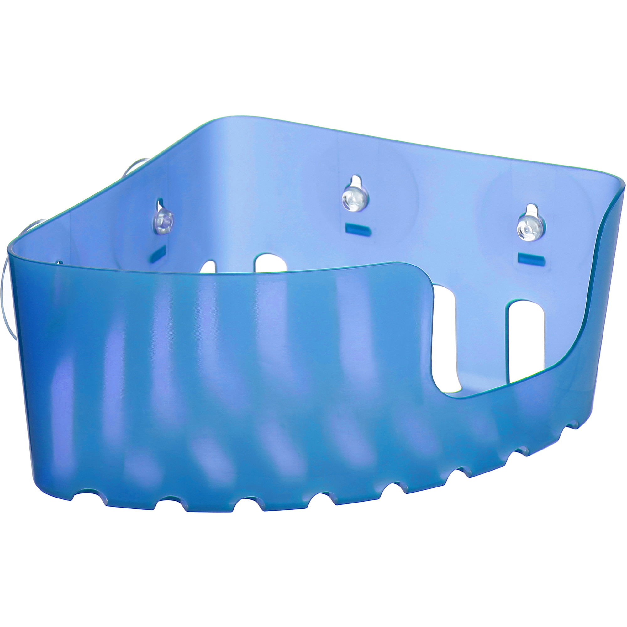 Etajera de colt cu ventuze Tatay, 20 cm x 20 cm x 11 cm, Bleu