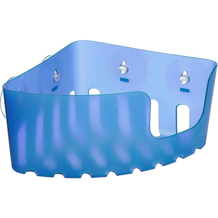 Etajera de colt cu ventuze Tatay, 20 cm x 20 cm x 11 cm, Bleu
