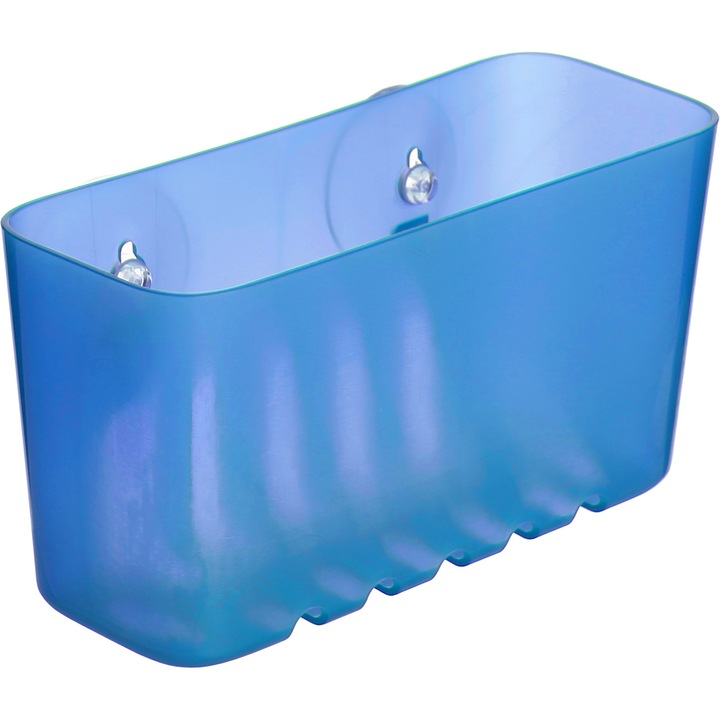 Etajera mica cu ventuze Tatay, 20 cm x 8.5 cm x 11 cm, Bleu