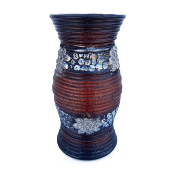 Vaza din ceramica cu cercuri si flori, cu sclipici, 10 x 20 cm Vaza din ceramica cu cercuri si flori, cu sclipici, 10 x 20 cm