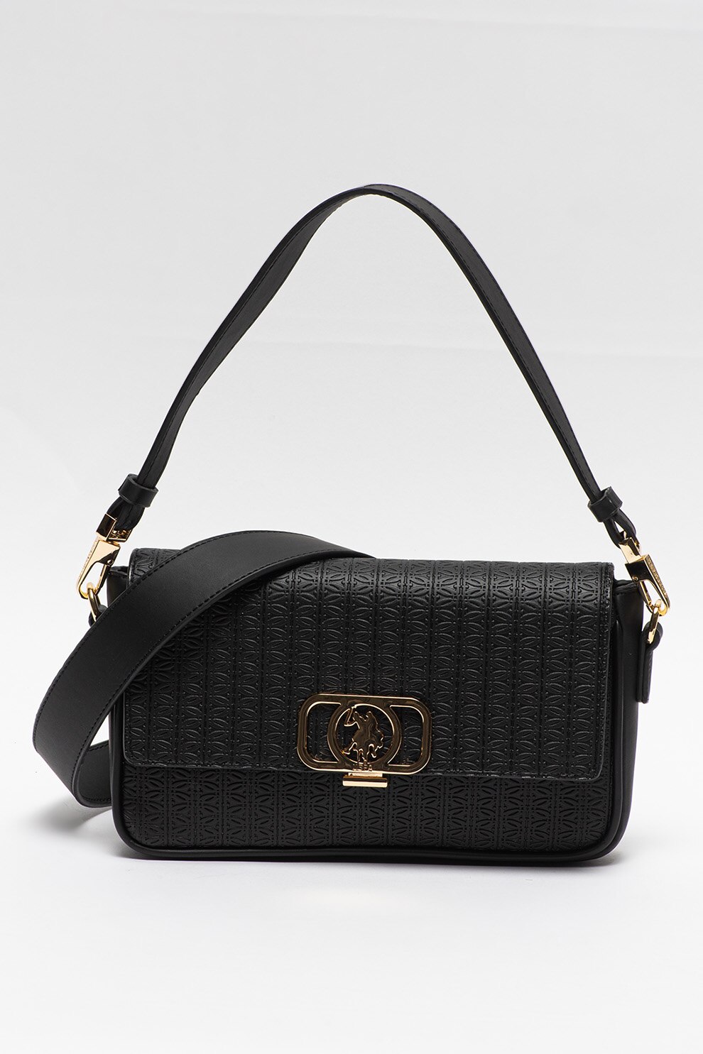 U.S. Polo Assn., Geanta crossbody de piele ecologica, Negru