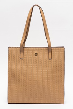 U.S. Polo Assn., Geanta tote de piele ecologica cu logo, Bej U.S. Polo Assn., Geanta tote de piele ecologica cu logo, Bej