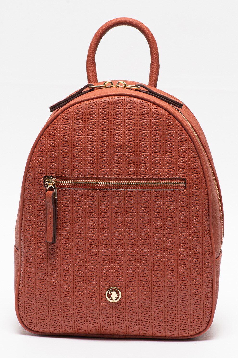U.S. Polo Assn., Rucsac de piele ecologica cu fermoar, Rosu stins