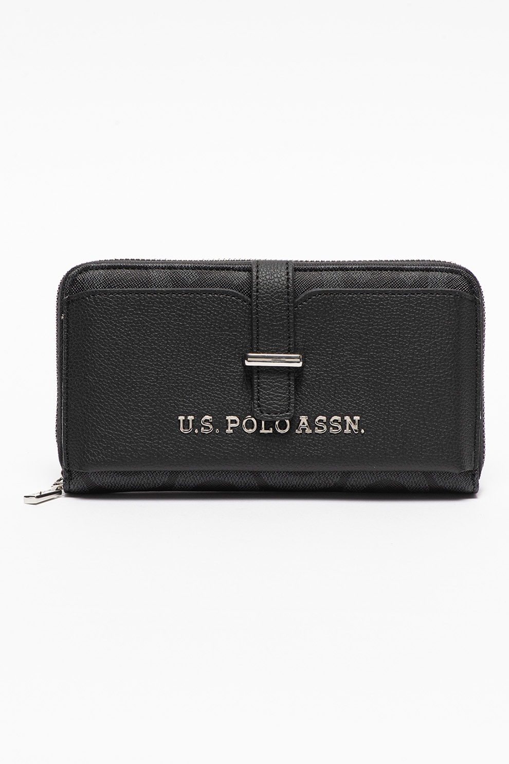 U.S. Polo Assn., Portofel de piele ecologica cu logo, Negru