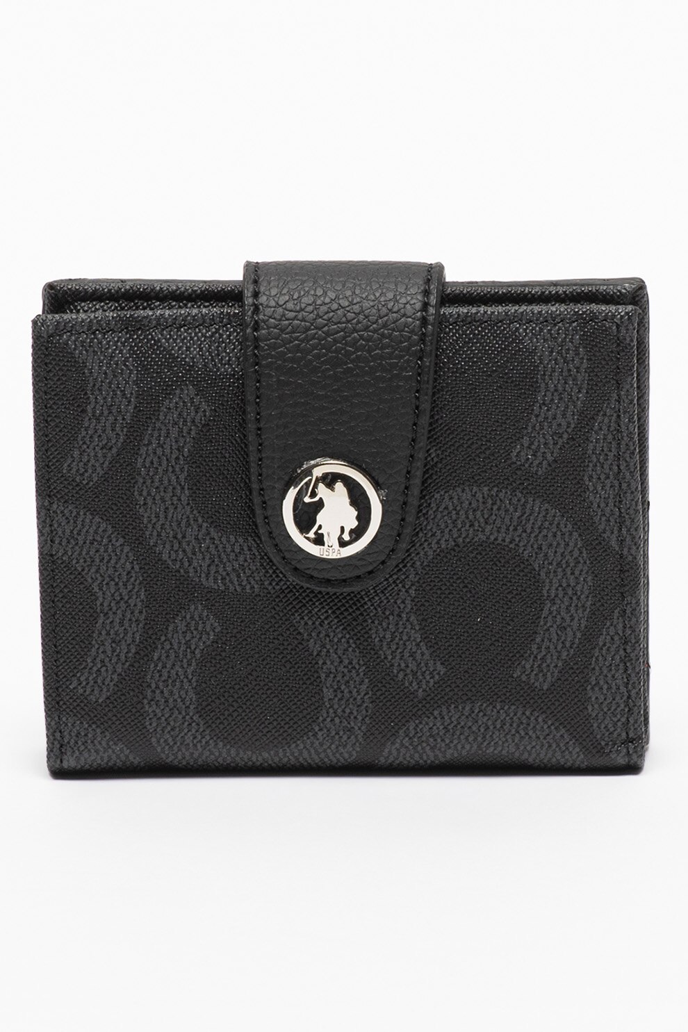 U.S. Polo Assn., Portofel cu model si logo, Negru