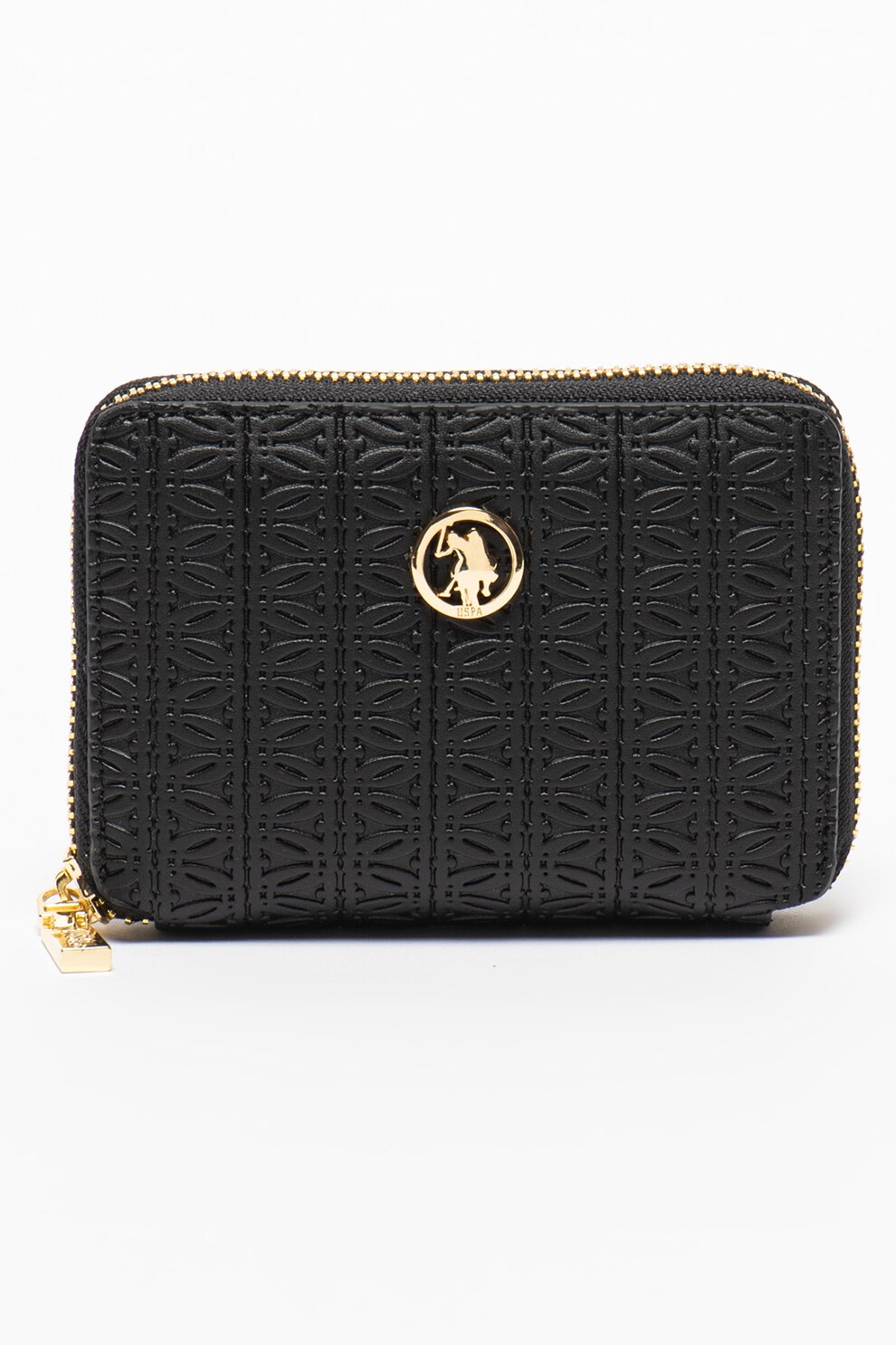 U.S. Polo Assn., Portcart texturat de piele ecologica, Negru