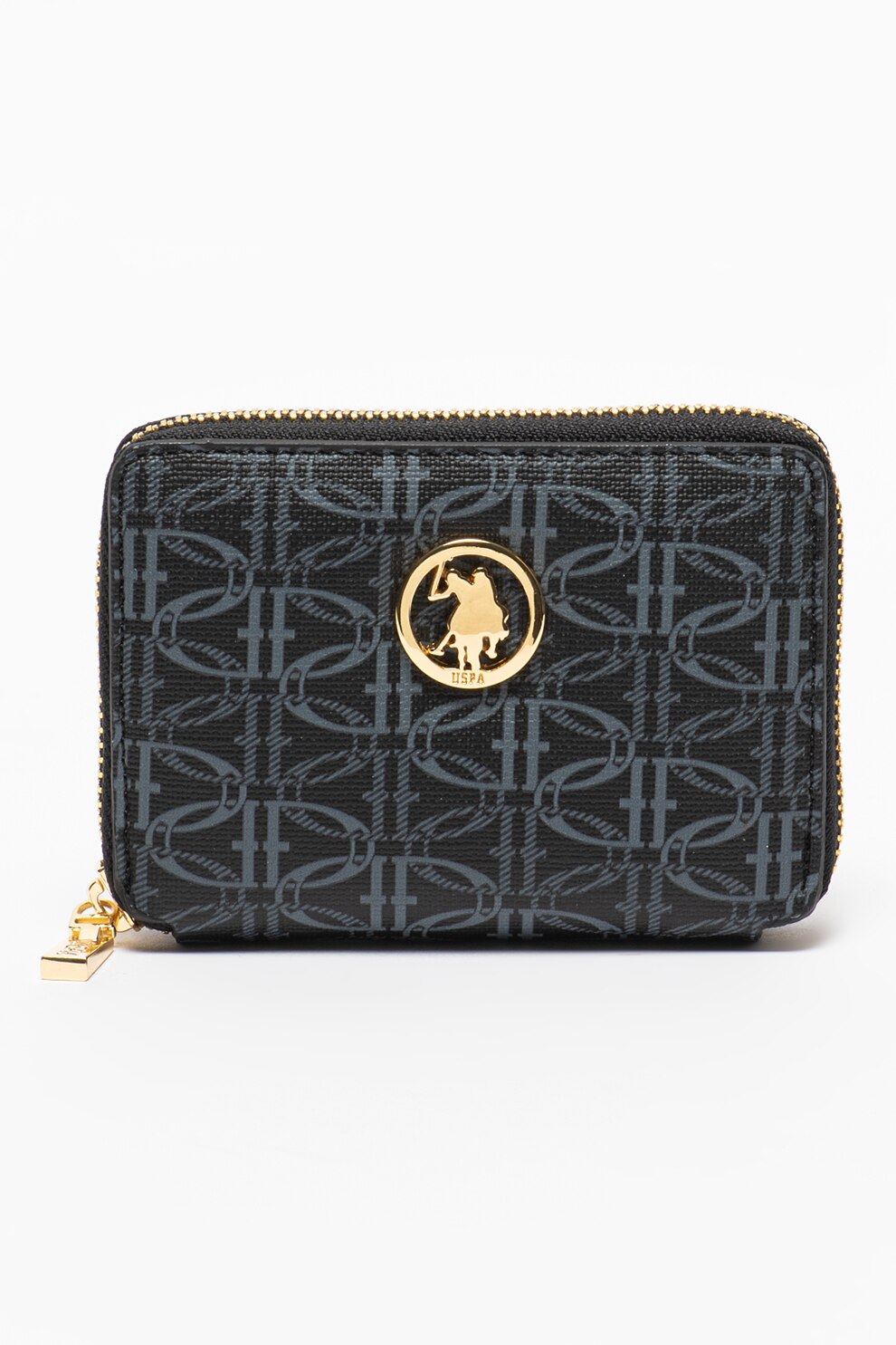 U.S. Polo Assn., Portcart cu model monograma, Negru/Bleumarin