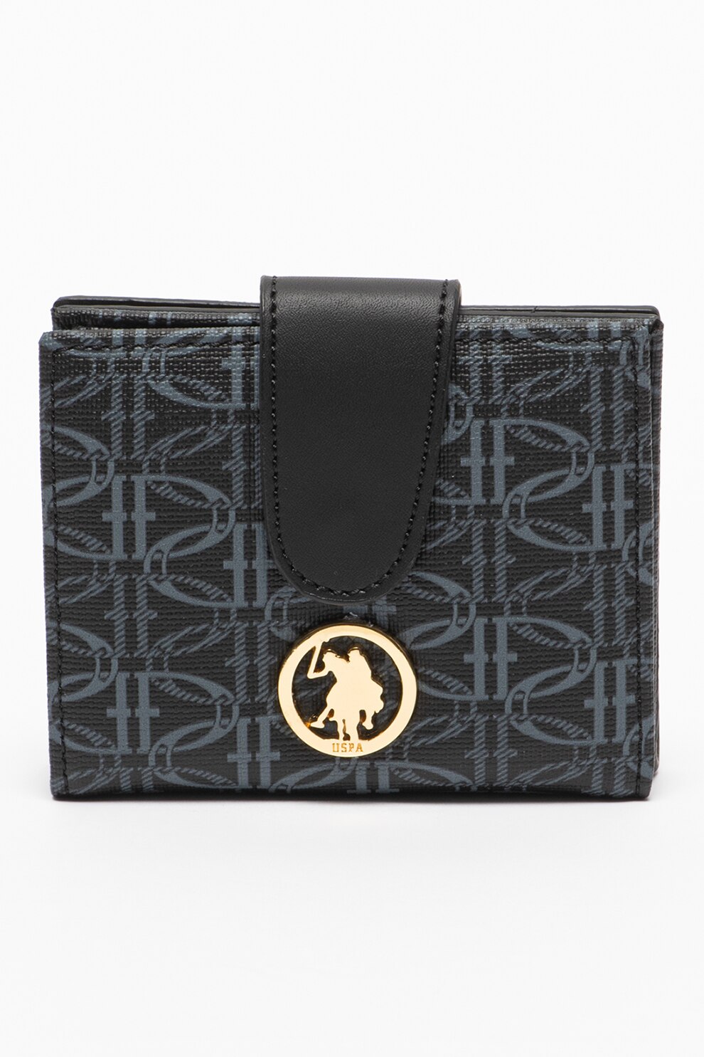 U.S. Polo Assn., Portcart cu banda si monograma, Negru/Bleumarin