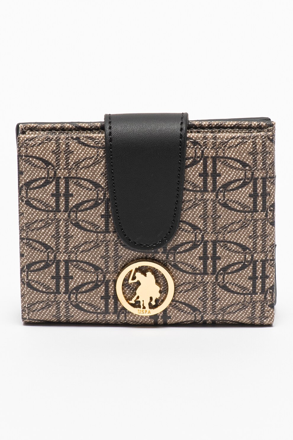 U.S. Polo Assn., Portcart cu banda si monograma, Maro nisip/Maro caramel, maro taupe deschis, maro inchis