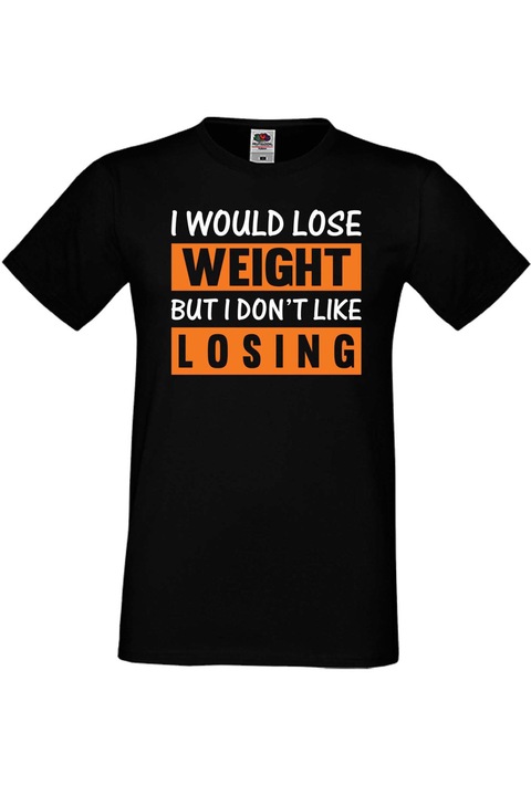 Фитнес Мъжка тениска Cprint I Would Lose Weight But I Dont Like Losing Workout, за Финтес Бодибилдинг Тренировки, Черен, XL