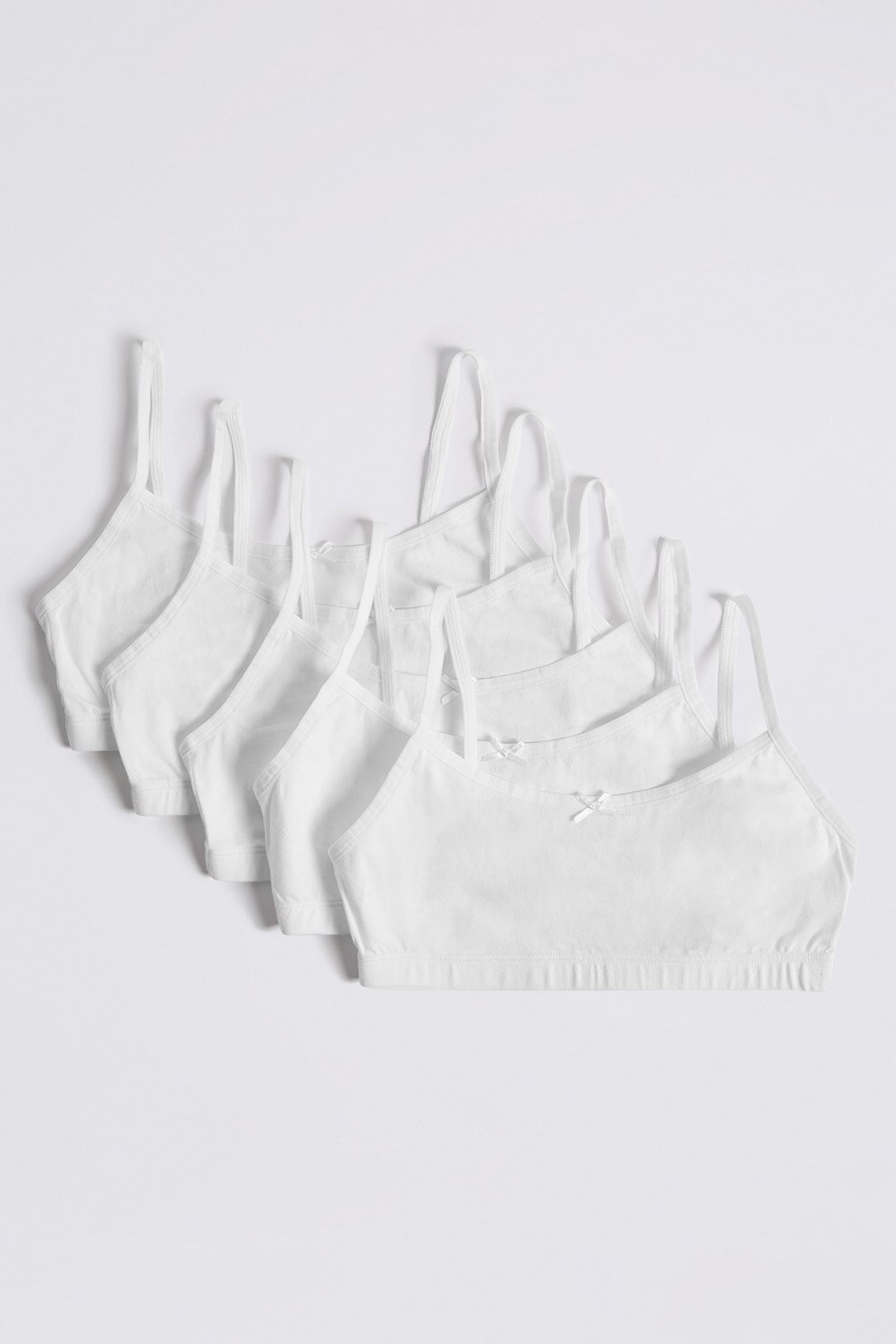 Marks & Spencer, Set de bustiere cu terminatie elastica - 5 piese, Alb