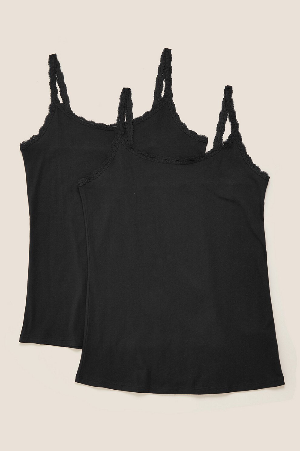 Marks & Spencer, Set de top-uri cu insertii din dantela - 2 piese, Negru