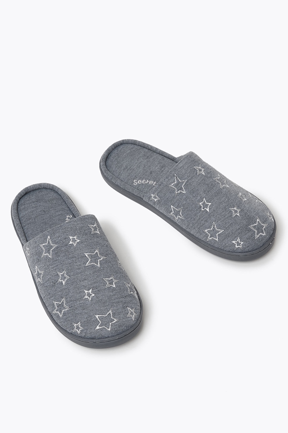 Marks & Spencer, Papuci de casa cu imprimeu cu stele, Gri/Alb, 35.5
