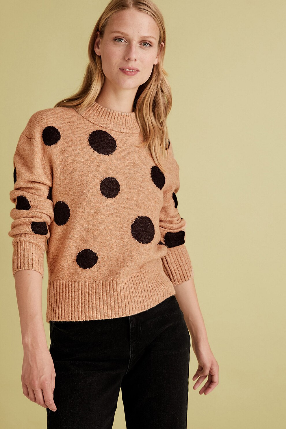 Marks & Spencer, Pulover cu buline, Maro camel/Negru