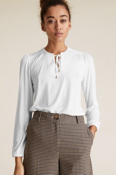 Marks & Spencer, Bluza relaxed fit din jerseu cu prindere la decolteu, Alb optic Marks & Spencer, Bluza relaxed fit din jerseu cu prindere la decolteu, Alb optic