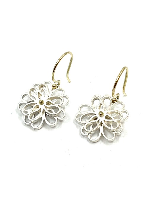 Cercei (3-5 mici) alb argintiu cu carlig de aur