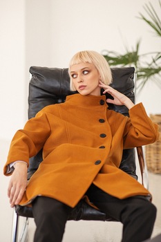 UNDRESS, Palton din amestec de lana cu nasturi, Ocru, M UNDRESS, Palton din amestec de lana cu nasturi, Ocru, M