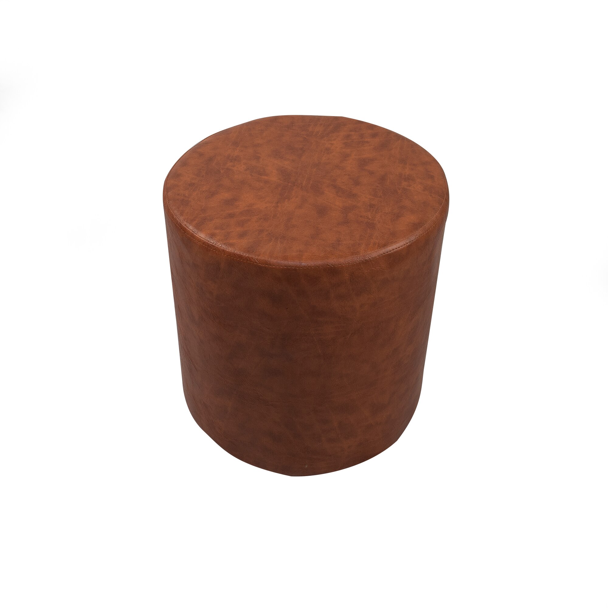 Taburet DENVER Rotund Chill, piele ecologica cires, 43x45 cm