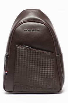 U.S. Polo Assn., Geanta crossbody de piele ecologica cu buzunar exterior cu fermoar, Maro inchis U.S. Polo Assn., Geanta crossbody de piele ecologica cu buzunar exterior cu fermoar, Maro inchis