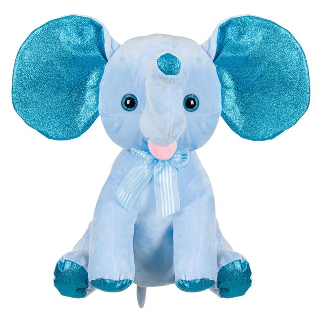 Elefant de plus, Zola®, albastru cu paiete pe urechi 45cm