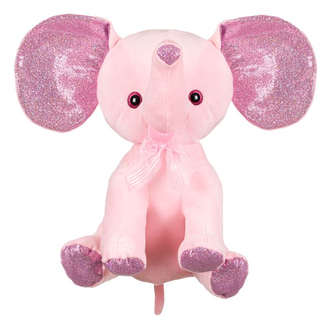 Elefant de plus, Zola®, roz cu paiete pe urechi 45cm