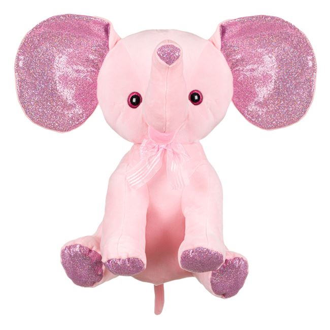 Elefant de plus, Zola®, roz cu paiete pe urechi 21cm