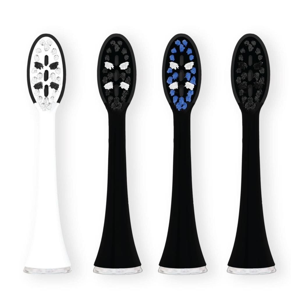 Set 4 rezerve periuta de dinti electrica Onyx, Vitammy, Negru/Alb