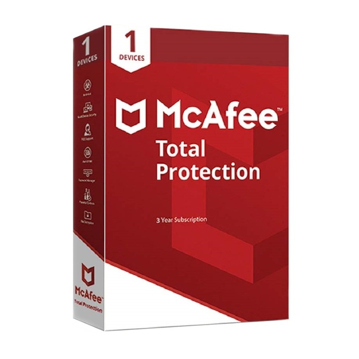 Antivirus McAfee Total Protection, 1 Despozitiv 3 Ani, Licenta Electronica