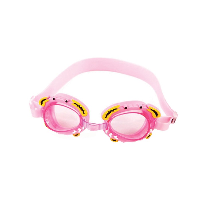 Детски очила за плуване с дизайн на раче, с UV защита, регулируем нос, розови