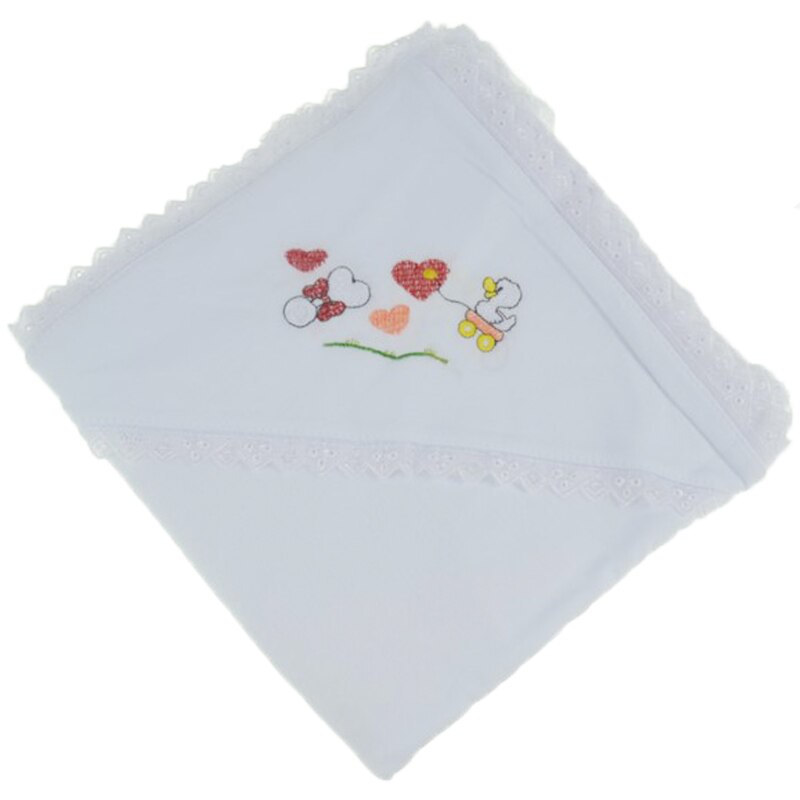 Prosop cu gluga 90 x 90 cm pentru fete Pifou 9001A14, Alb 90 x 90 cm