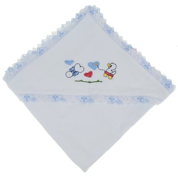 Prosop cu gluga 90 x 90 cm pentru baieti Pifou 9001A16, Alb 90 x 90 cm Prosop cu gluga 90 x 90 cm pentru baieti Pifou 9001A16, Alb 90 x 90 cm