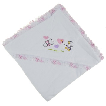 Prosop cu gluga 90 x 90 cm pentru fete Pifou 9001A13, Alb 90 x 90 cm Prosop cu gluga 90 x 90 cm pentru fete Pifou 9001A13, Alb 90 x 90 cm