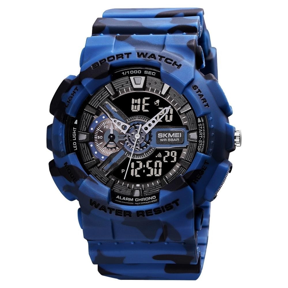 Ceas barbatesc SKMEI Shockproof, Albastru / Camo