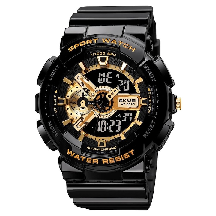 Спортен мъжки часовник SKMEI Shockproof, Черен / Златист