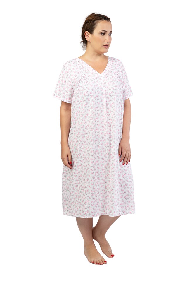 Camasa de noapte Vienetta, model Big Size Flower Pink