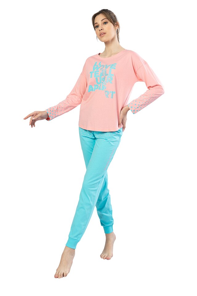 Pijamale dama Vienetta Wave Pink Turcoise