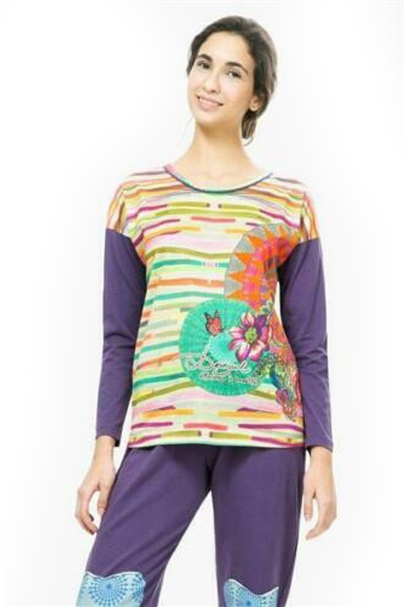 Bluza dama cu imprimeu floral Tribal, Desigual, Multicolor, S