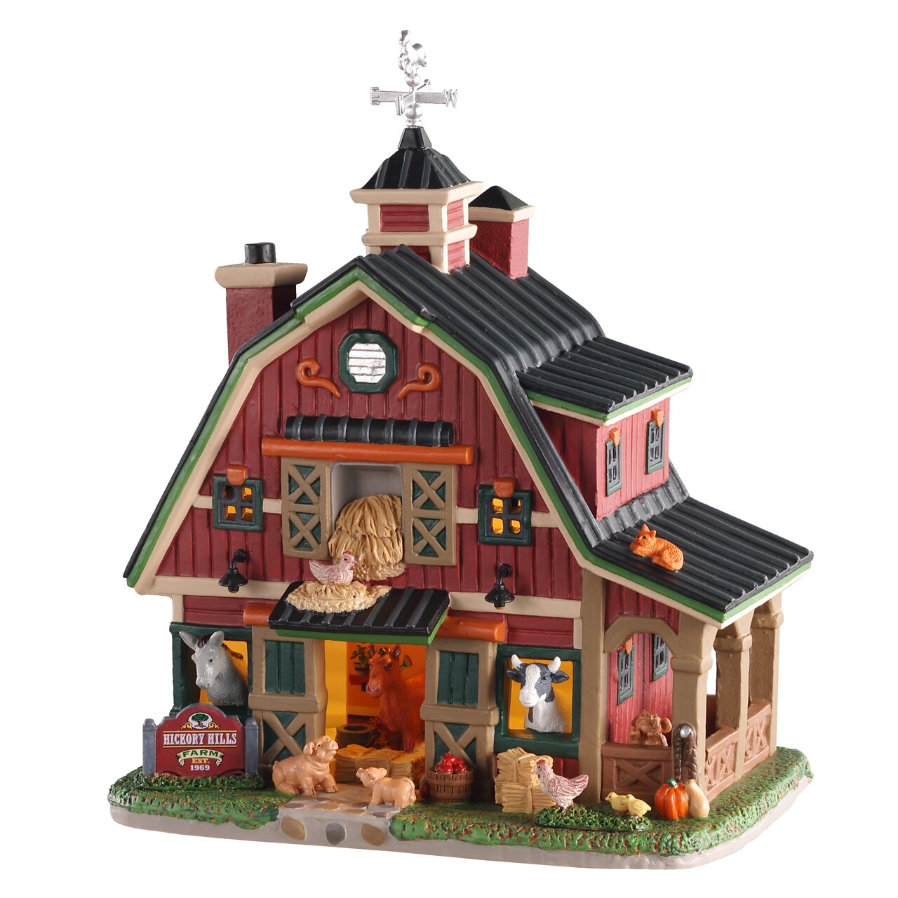 Figurina Christmas Village Lemax, Ferma Hickory Hills, Functie Lumini, Led pe baterii