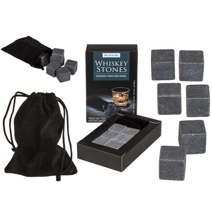 Камъни за уиски и вино вместо лед, гранит, 6 броя, 2.5 см