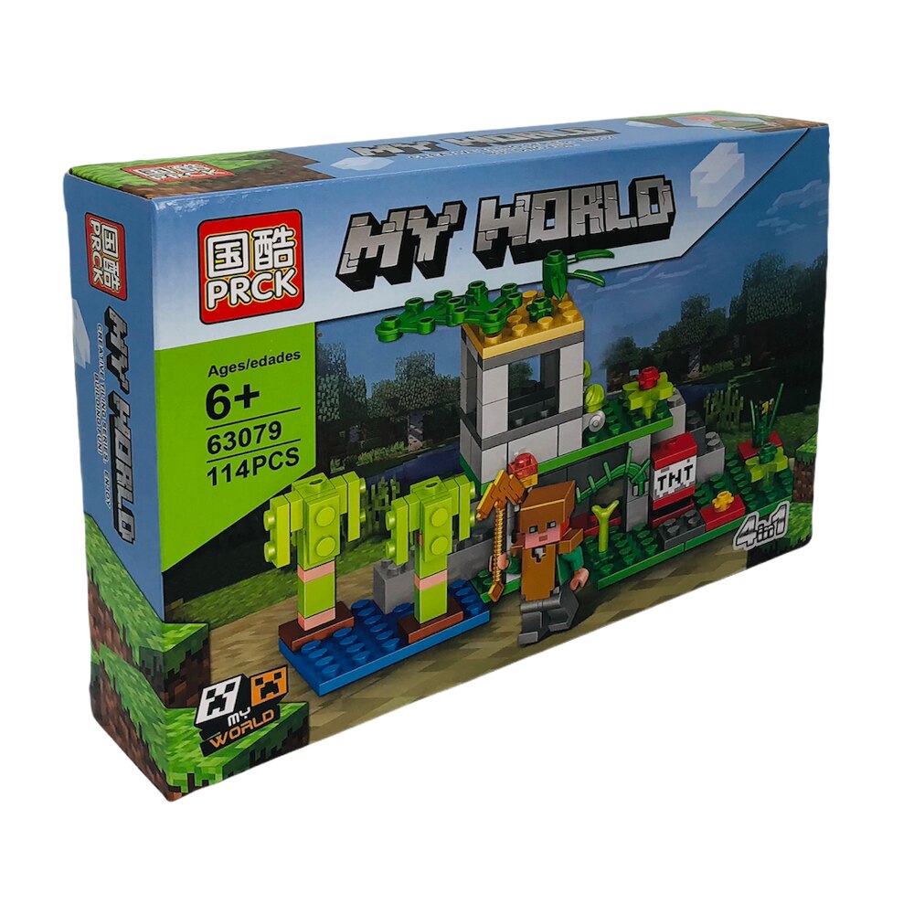 Set de constructie Shop Like A Pro®, My world, 4 in 1, Minecraft, 114 piese, Multicolor, 6 ani