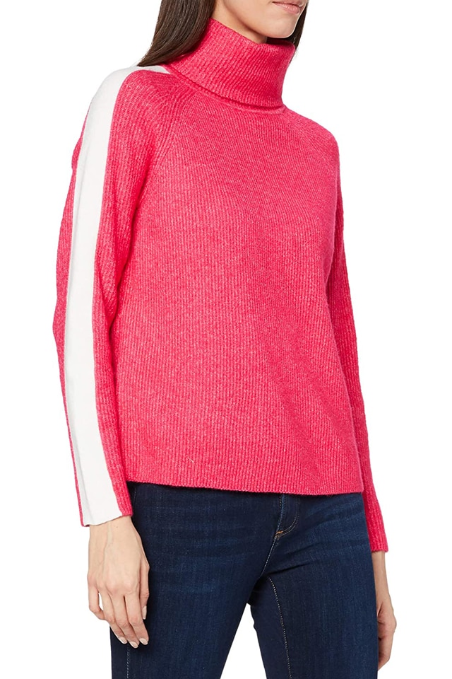 Pulover mix lana dama Esprit, roz/alb, 2XL