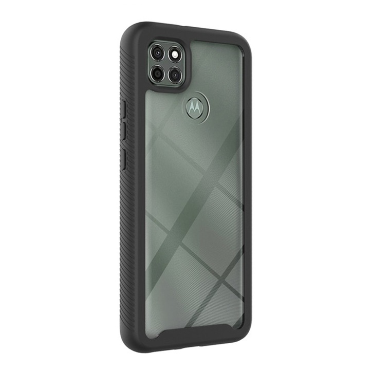 Калъф за телефон със защитно фолио, съвместим с Motorola Moto G9 Power, черен